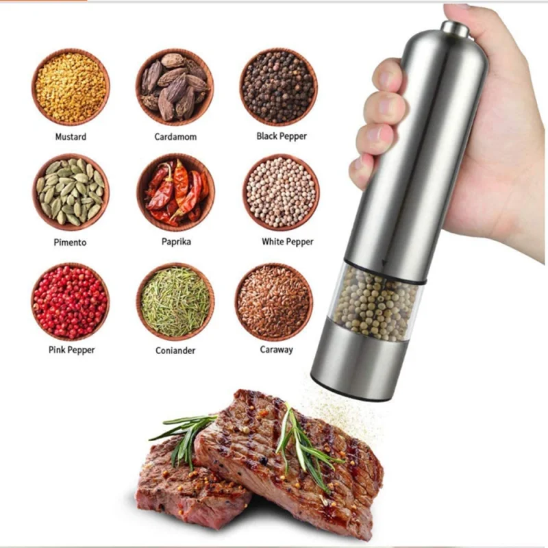 

Automatic Salt Pepper Grinder Set Electric Plastic Ceramic Burr Mill For Herb Pepper Spice Adjustable Kitchen Grinding Gadgets