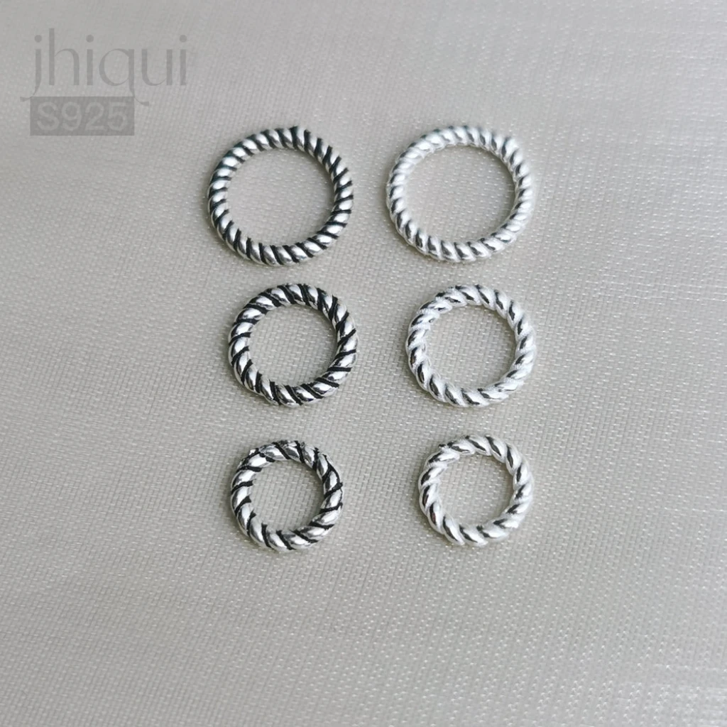 

2pcs 925 Sterling Silver Twist Circle Ring Connector for DIY Fine Jewelry Finding