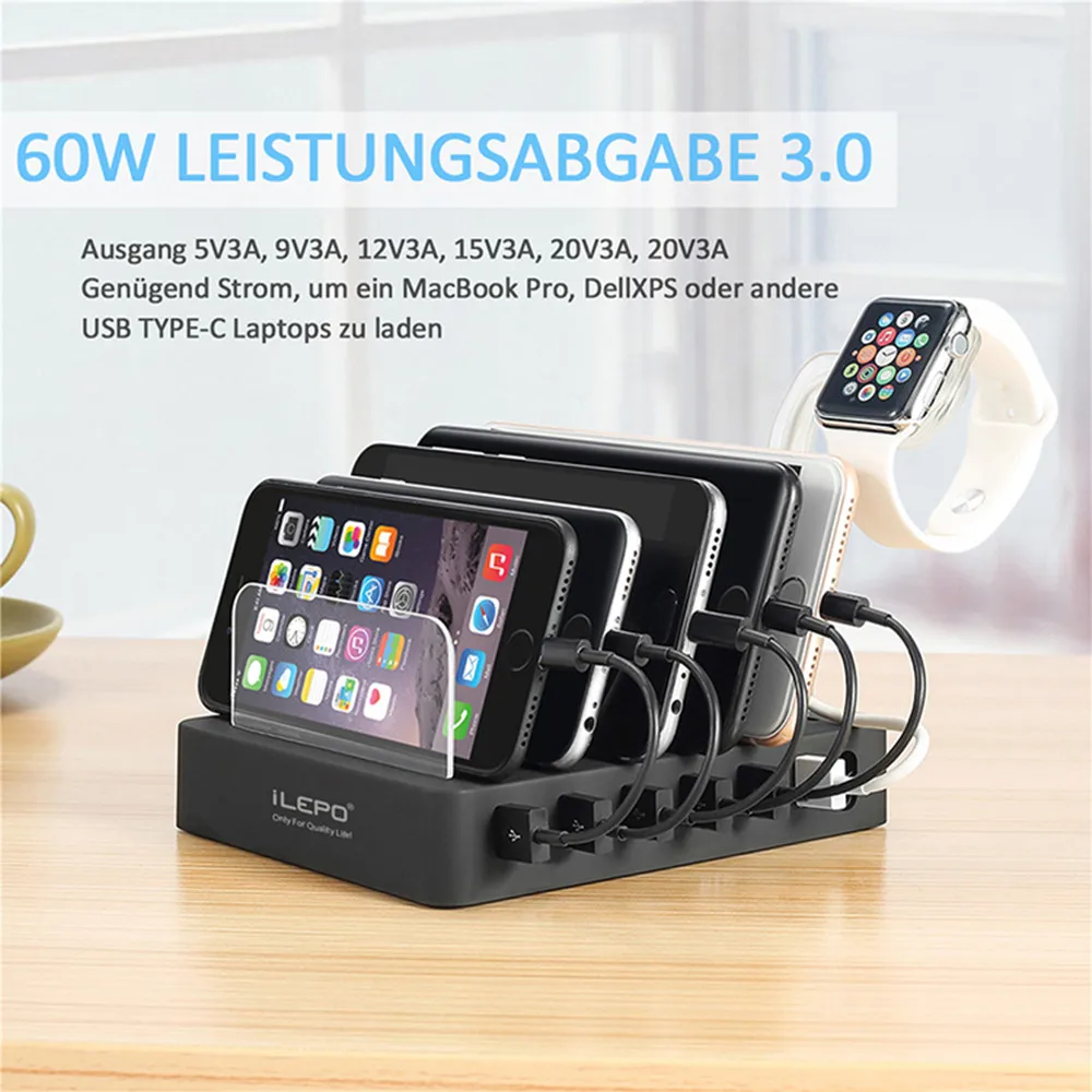 Станция зарядная с 8 USB-портами и поддержкой быстрой зарядки 105 Вт | Мобильные