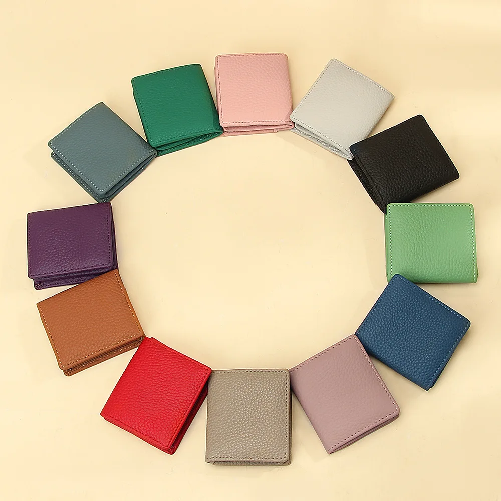 Japanese Style Genuine Leather Coin Purse Fashion Mini Hasp Wallets Case Storage Bag Card Holder Square Coin Pocket for Women