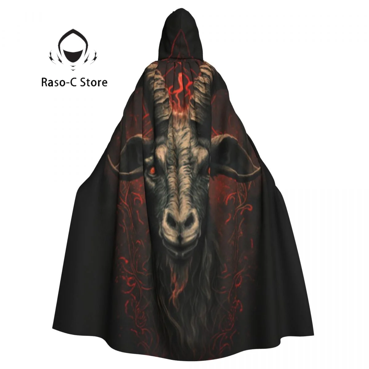 Длинная накидка плащ с головой козы и рожками женская капюшоном пальто осенние