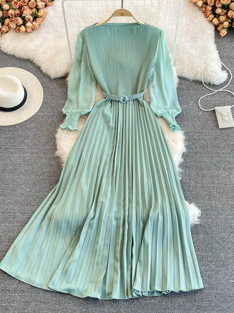 Женское Плиссированное вечернее платье весенне-осеннее лоскутное кружевное