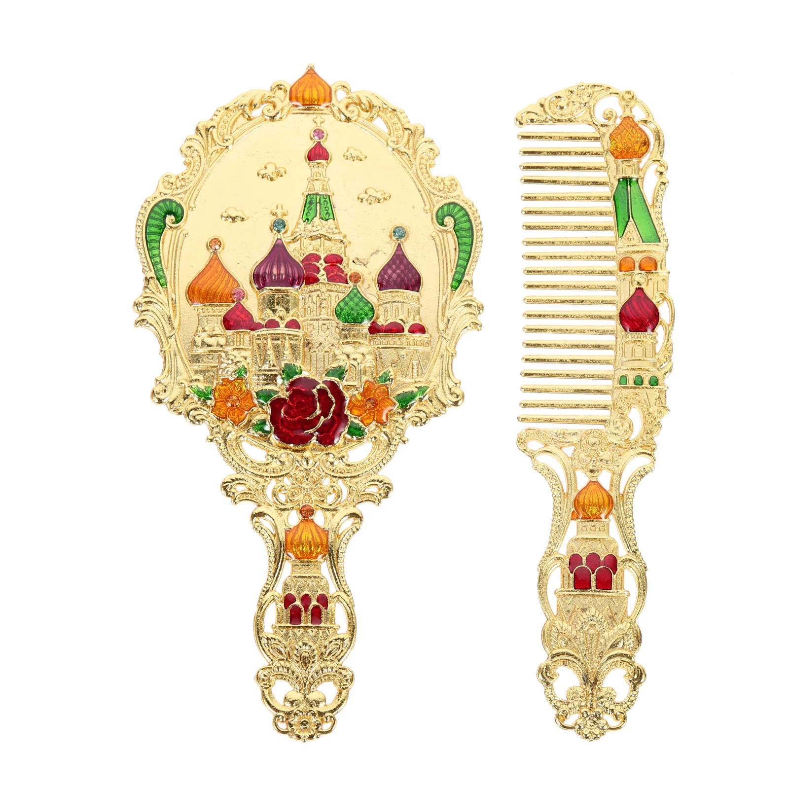 

Mirror Comb Hand Makeup Vintage Shower Set Fogless Vanity Handheld Brush Retro Travel Held Hair Decorative Mirrors Metal Kit