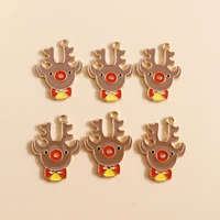 10pcs 1826mm enamel christmas red nose deer elk charms pendants for bracelets necklaces making diy jewelry findings