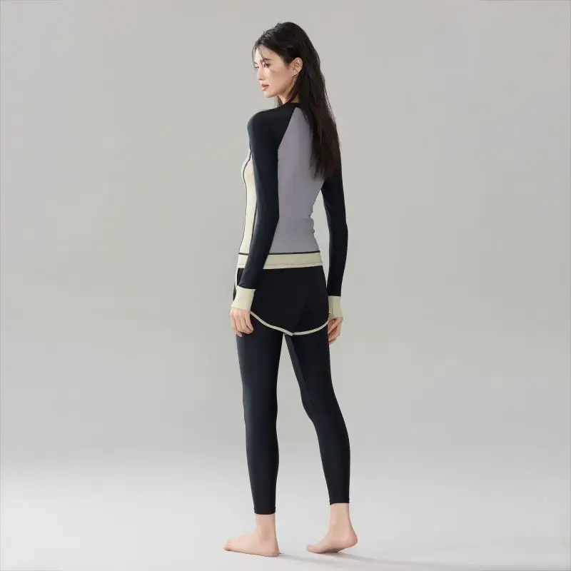 Женский купальник с длинным рукавом и жилетом из двух предметов купальный топ