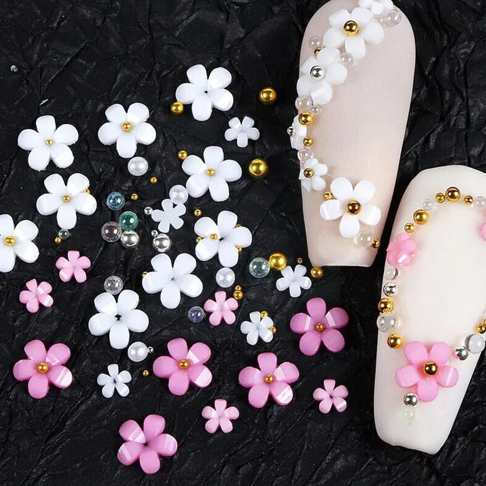

6 Grids Resin Color-Changed Flower Decors 5petals Japanese Macaroon Florets UV Nail Accessory Kit 3D Resin 0.4-0.7cm Flower N7K5