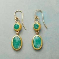 new oval 925 silver needle gold plated earrings set with green stone womens pendant jewelry earrings