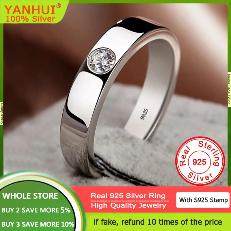 

Men's Women's Wedding Ring Original S925 Sterling Silver 2mm Zirconia Diamond Ring Couple's Engagement Ring Lovers' Fine Jewelry