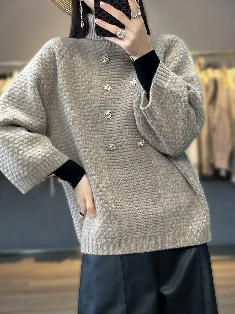 Толстая водолазка на осень и зиму 100 чистые свитеры женские девять точечные