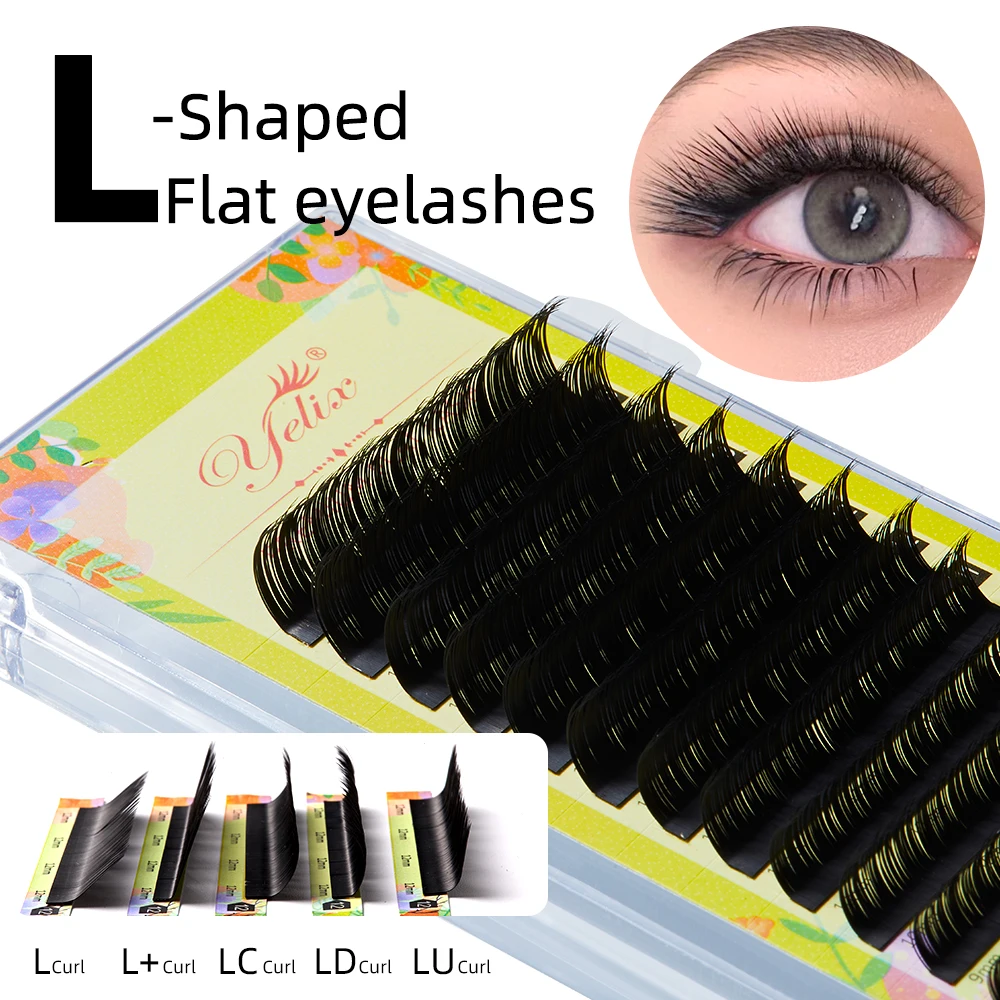 

M Curl Individual Lashes 8-15mm Mix Ellipse Flat Lashes L Curl Super Black Soft Cashmere Eyelash Extension Fake Eyelashes