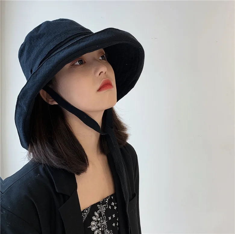 Панама женская с завязкой хлопковая пляжная Складная от солнца большими полями