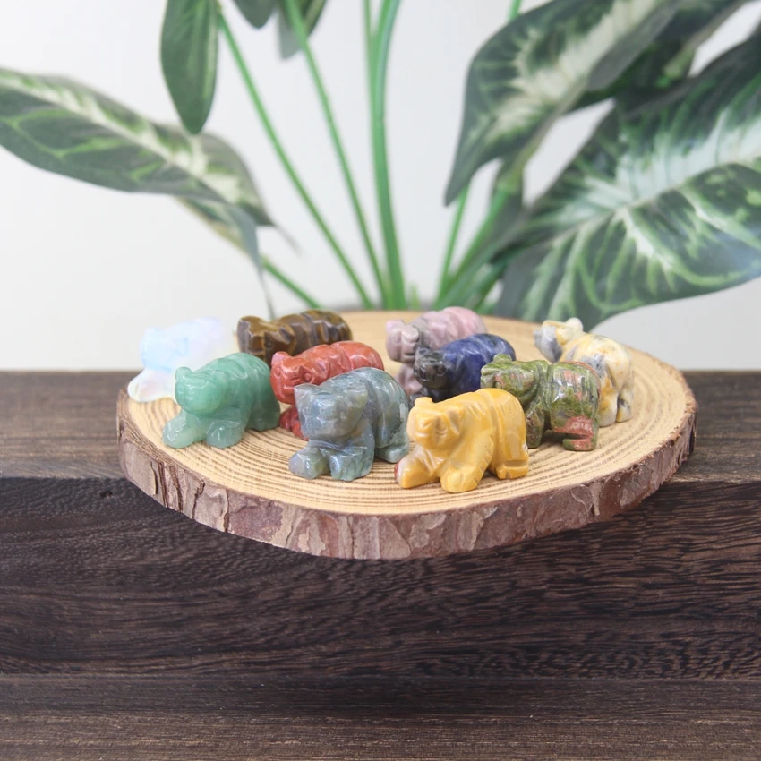 

1" Mini Bear Statue Carved Gemstone Healing Quartz Lovely Sea Bear Figurine Home Decoration,Reiki Crystal Small Animal Kid Gifts