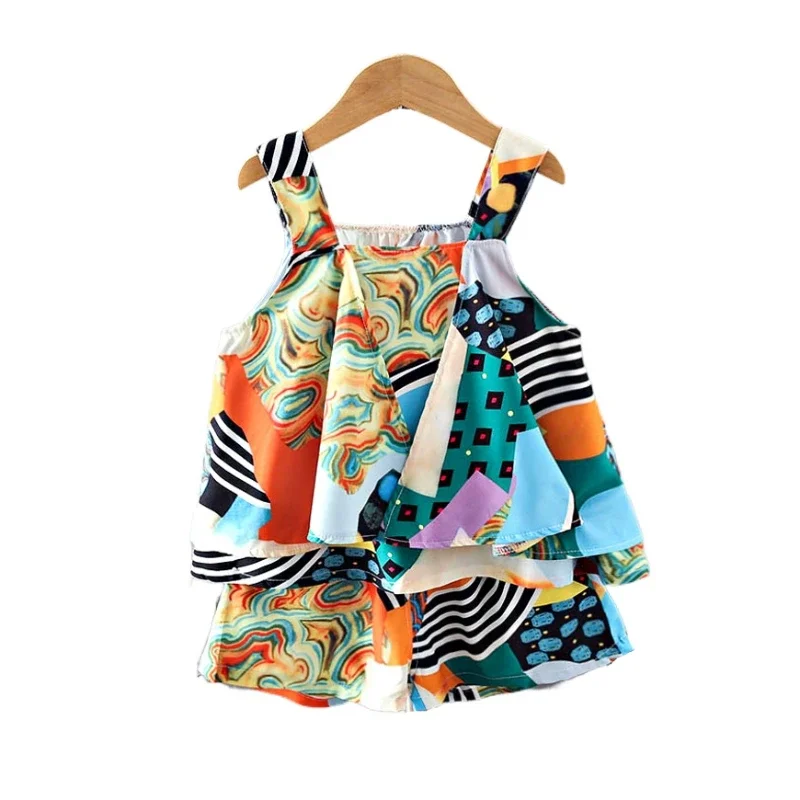 Новый летний комплект одежды для маленьких девочек детский жилет и шорты 2