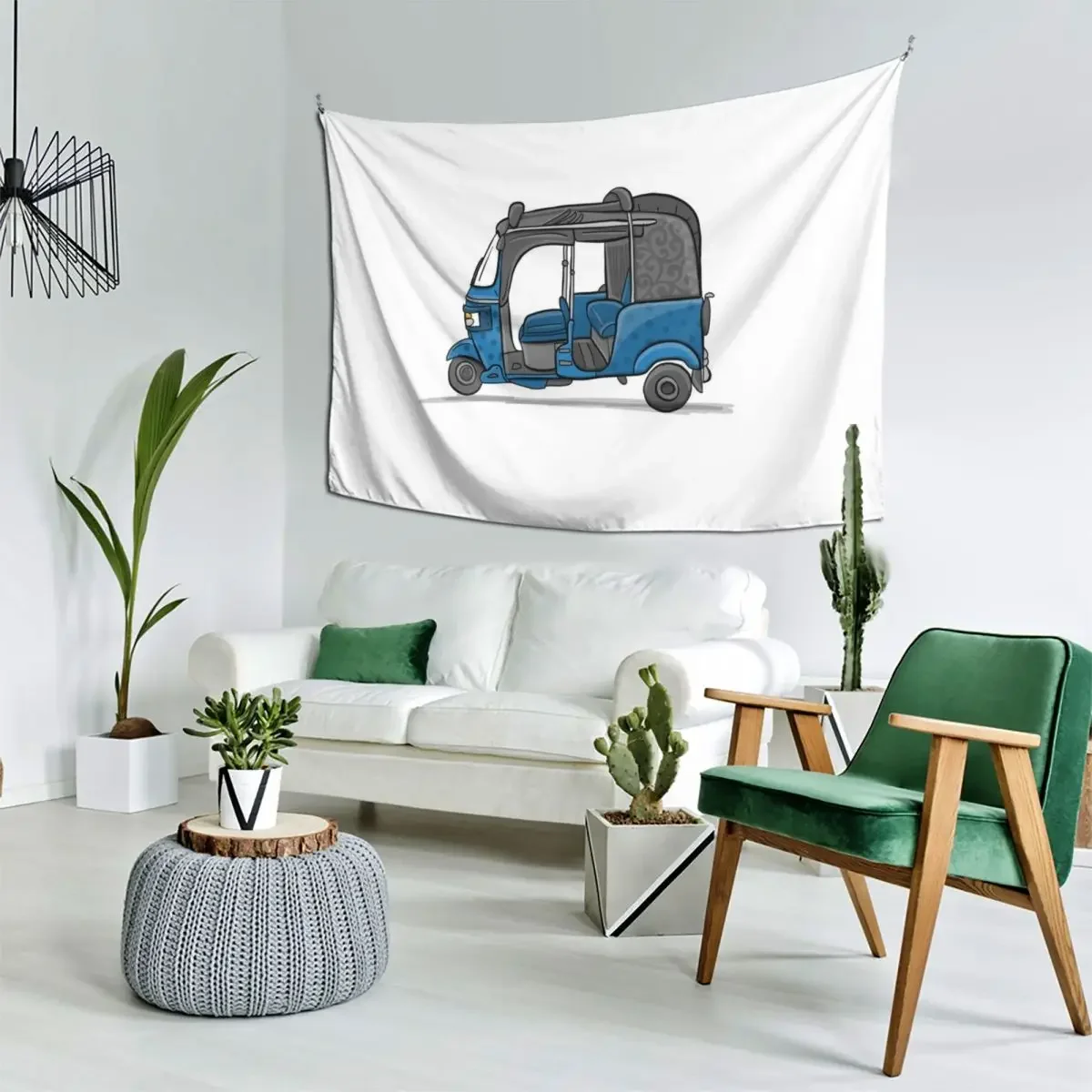 Тукtuk мотоцикл Азиатский такси Гобелен Декор комнаты Эстетический декор