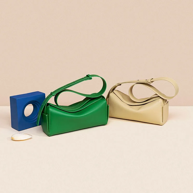 YFZ  Women's Shoulder Bags, Top Quality Cowhide Leather Nature and Soft Zipper Closure Roomy Folded Umbrella