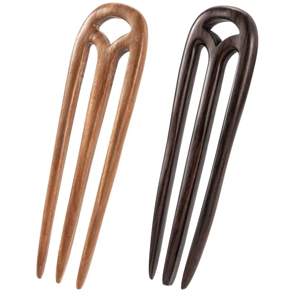

3 Prong Hair Forks Fashion Ebony Sandalwood Handmade Carved Hair Pins Clips Claws Wooden Retro Hair Sticks Women