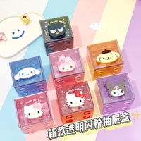 sanrio hello kitty cute cartoon transparent drawer box desktop storage box dust proof superimposable puzzle storage jewelry box
