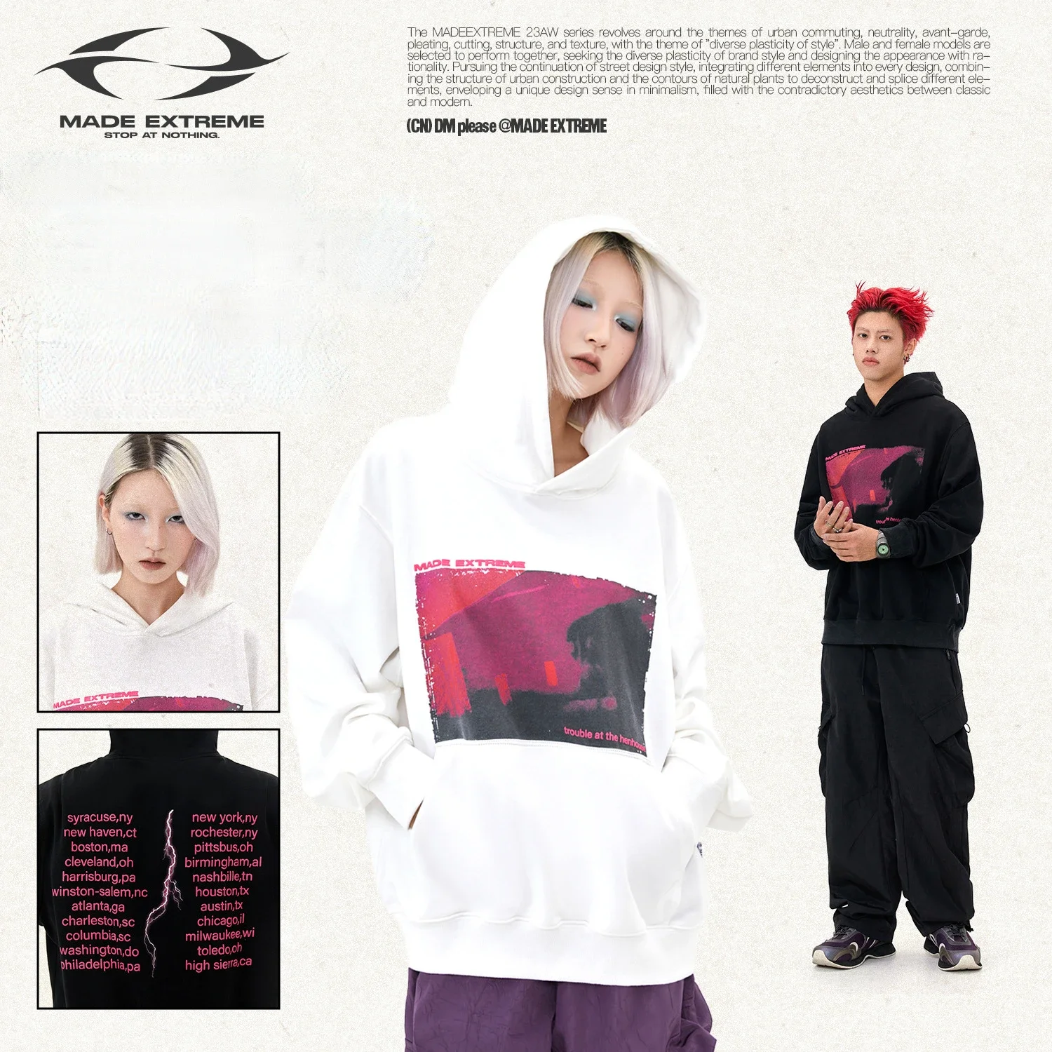 

MADEEXTREME Band Printed Hoodie Cotton Pullover Hooded Sweatshirt Harajuku Streetwear Men Tracksuit Men