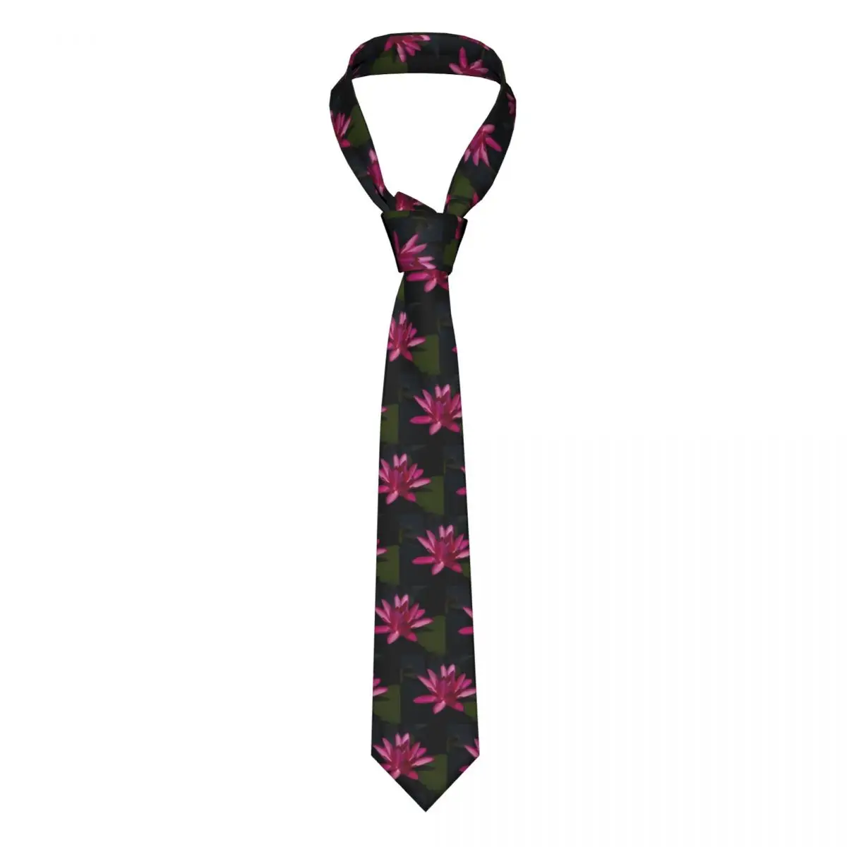 

Water Lily Tie Hot Pink Lotus Shirt Pattern Neck Ties Party Polyester Silk Gift Men Cravat