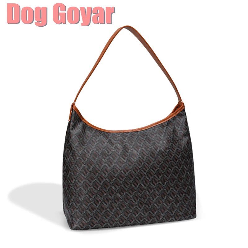 

Dog Goya Totes bag Women bag Genuine leather hobo zipper Single shoulder Highest quality shoulde tote single-sided Real handbag