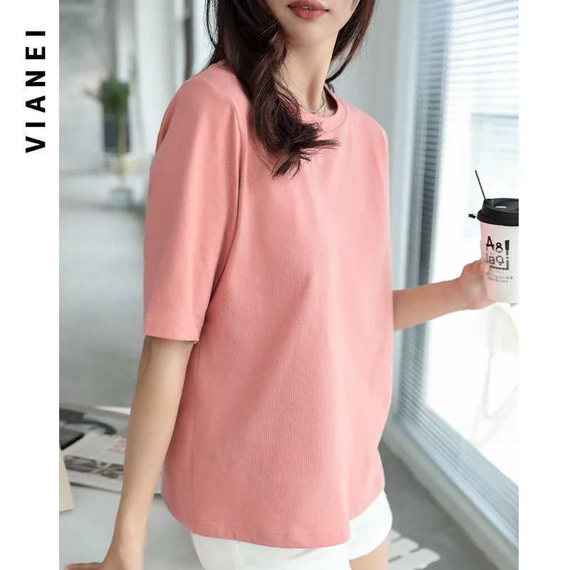 

Women's 2023 spring and summer V-neck T-shirt short sleeve loose BLACK