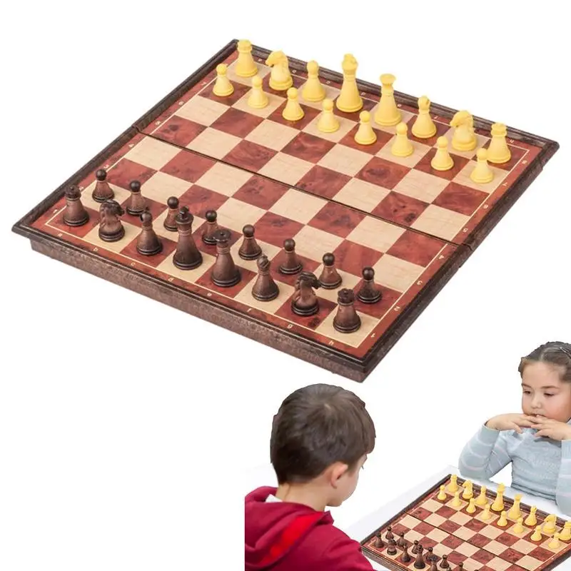 

Wooden Chess Board Chess Game Wood Chessboard Portable Chess Board For Chess Game Enhancing Intelligence And Fun Games Kids Toys