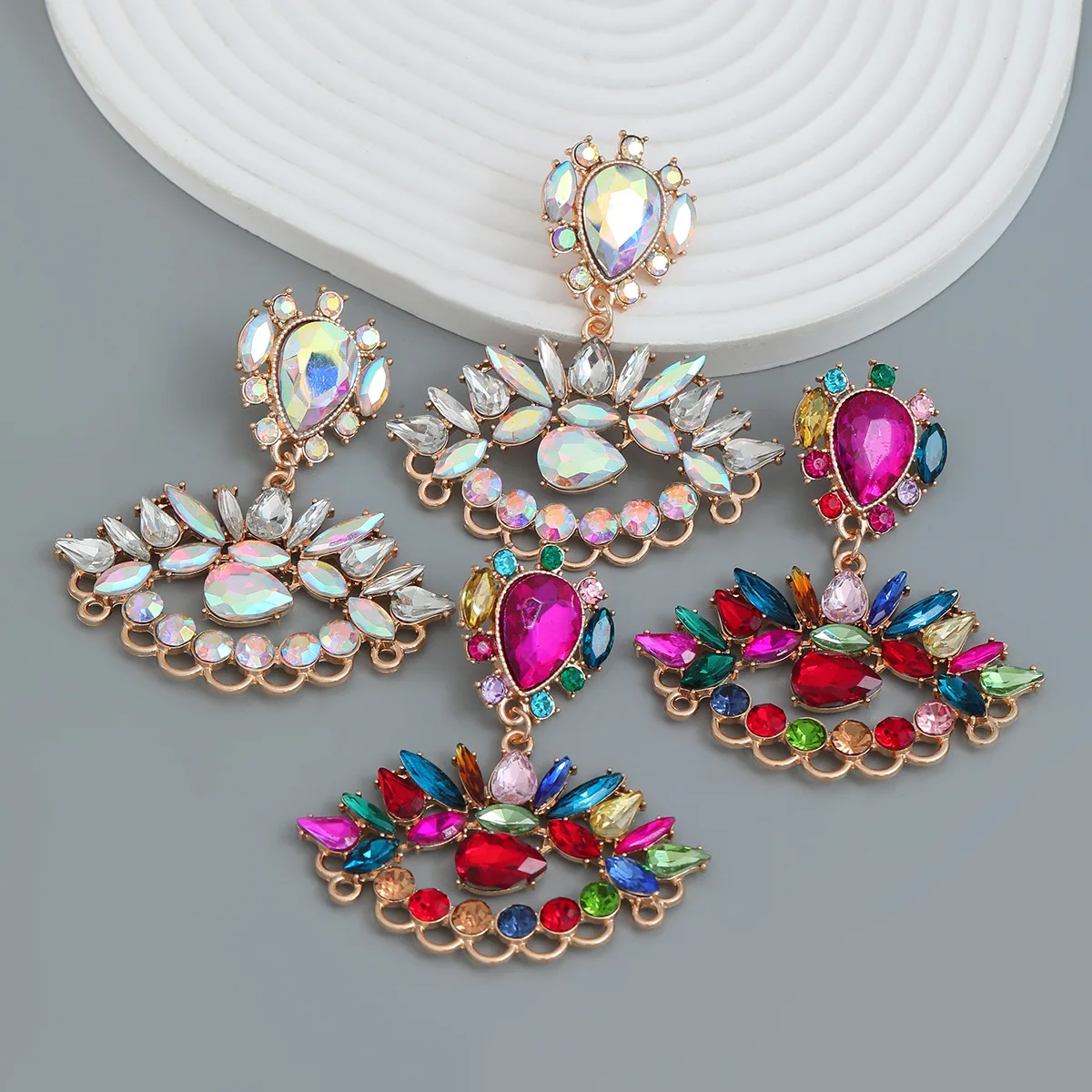 

Bohemian Colorful Crystal Eye of Evil Dangle Earrings for Women Luxury Full Rhinestone Statement Jewelry 2023 Trend Brincos Gift