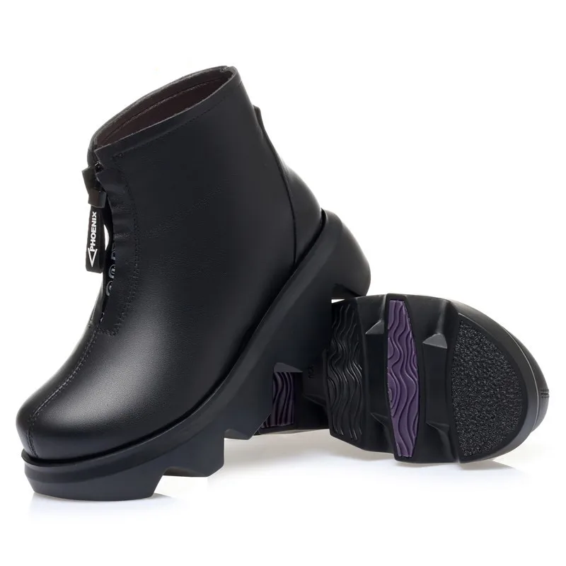 AIYUQI Women Winter Shoes Boot Platform 2023 New Genuine Leather Women Marton Boots Fashion Natural Wool Warm Women Ankle Boots