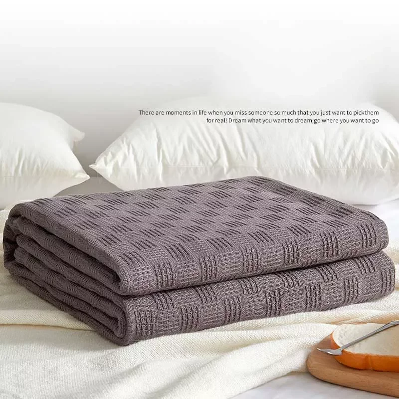 

Jacquard 100% Cotton Towel Thread Blanket for Adults Kids Breathable Bedspread Bedclothes Summer Throw Blankets on Sofa/Bed