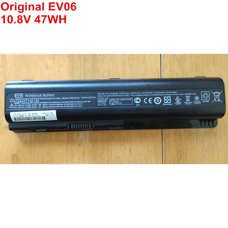 

10.8V 47WH Original EV06 Laptop Battery For HP Pavilion DV4 DV5 DV6 G60 CQ40 CQ60 484170-001 484170-002 HSTNN-CB72 HSTNN-DB72