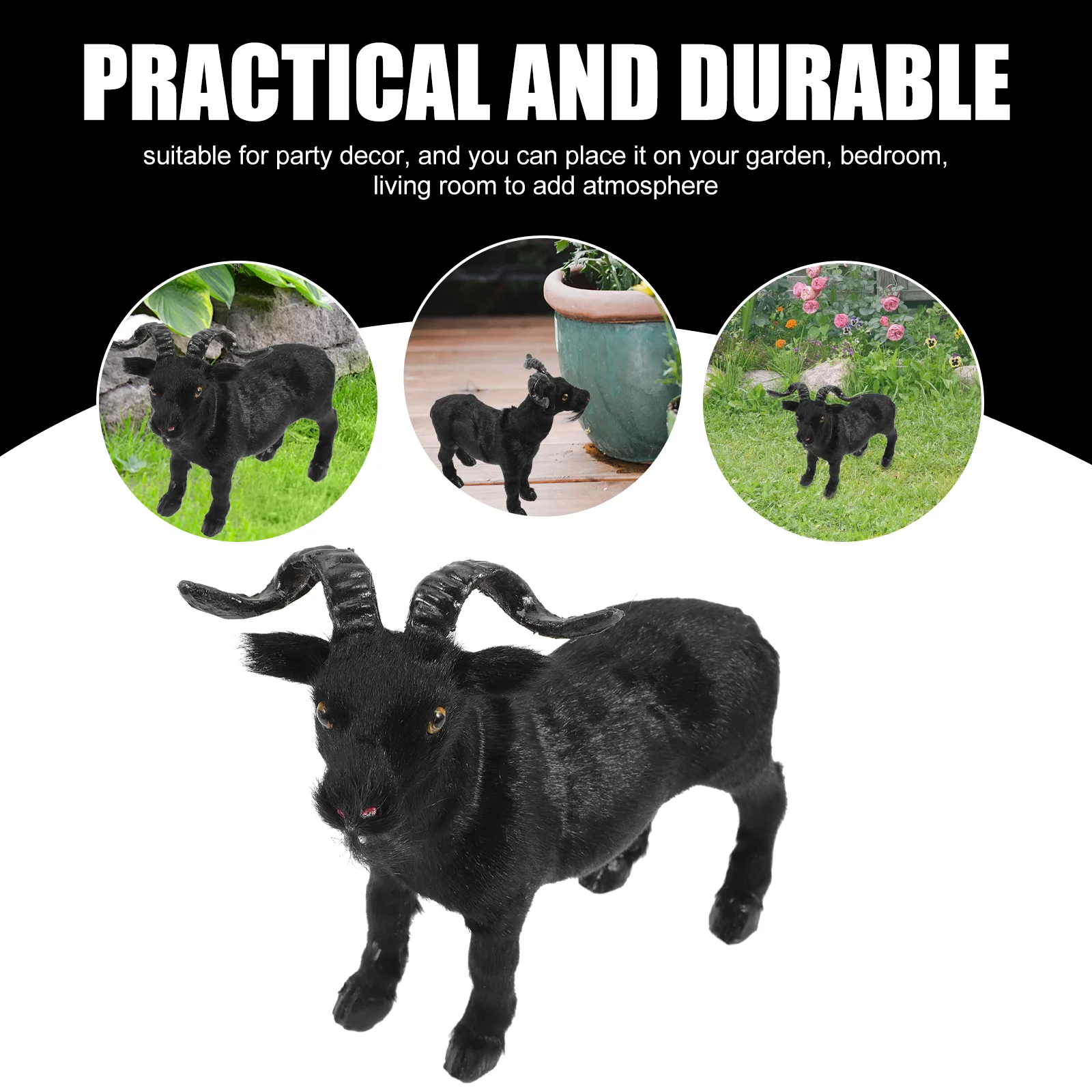 Модель черной козы плюшевая черная коза животное сад имитация орнамент Бафомет