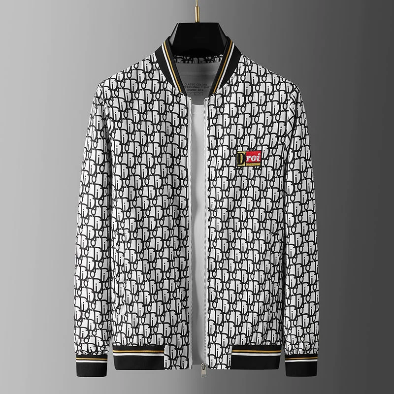 

Роскошная брендовая Осенняя новая стильная бейсбольная куртка с воротником белая мужская Роскошная Высококачественная Красивая тонкая трендовая куртка с принтом