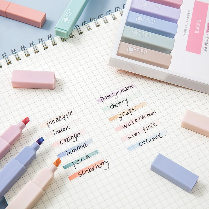 

6pcs/set Gel Pens Color Highlighter School Supplies Thick Marker Pen Stationery Cute Office School Supply Stationery Store Sets