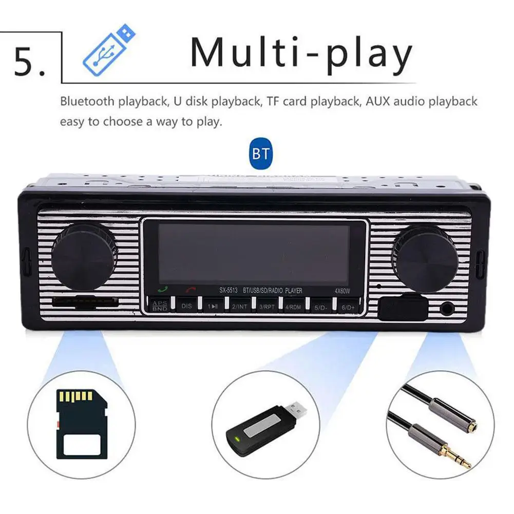 Автомобильный радиоприемник 1 DIN Bluetooth ретро автомобильное стерео аудио