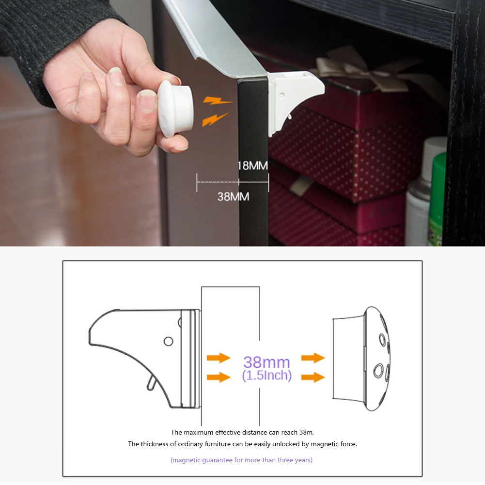 

4/8/10Pcs Magnetic Lock Protection Baby Safety Drawer Latch Cabinet Door Lock Children Security Locks Home Furniture Locks