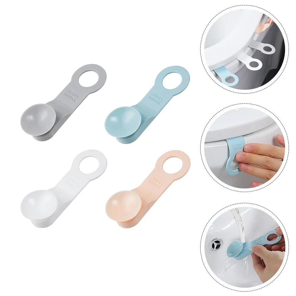 

4 Pcs Lid Lifter Toilet Portable Commode Sticky Furniture Knob Tpr Bathroom Cover Handles Seat Bowl