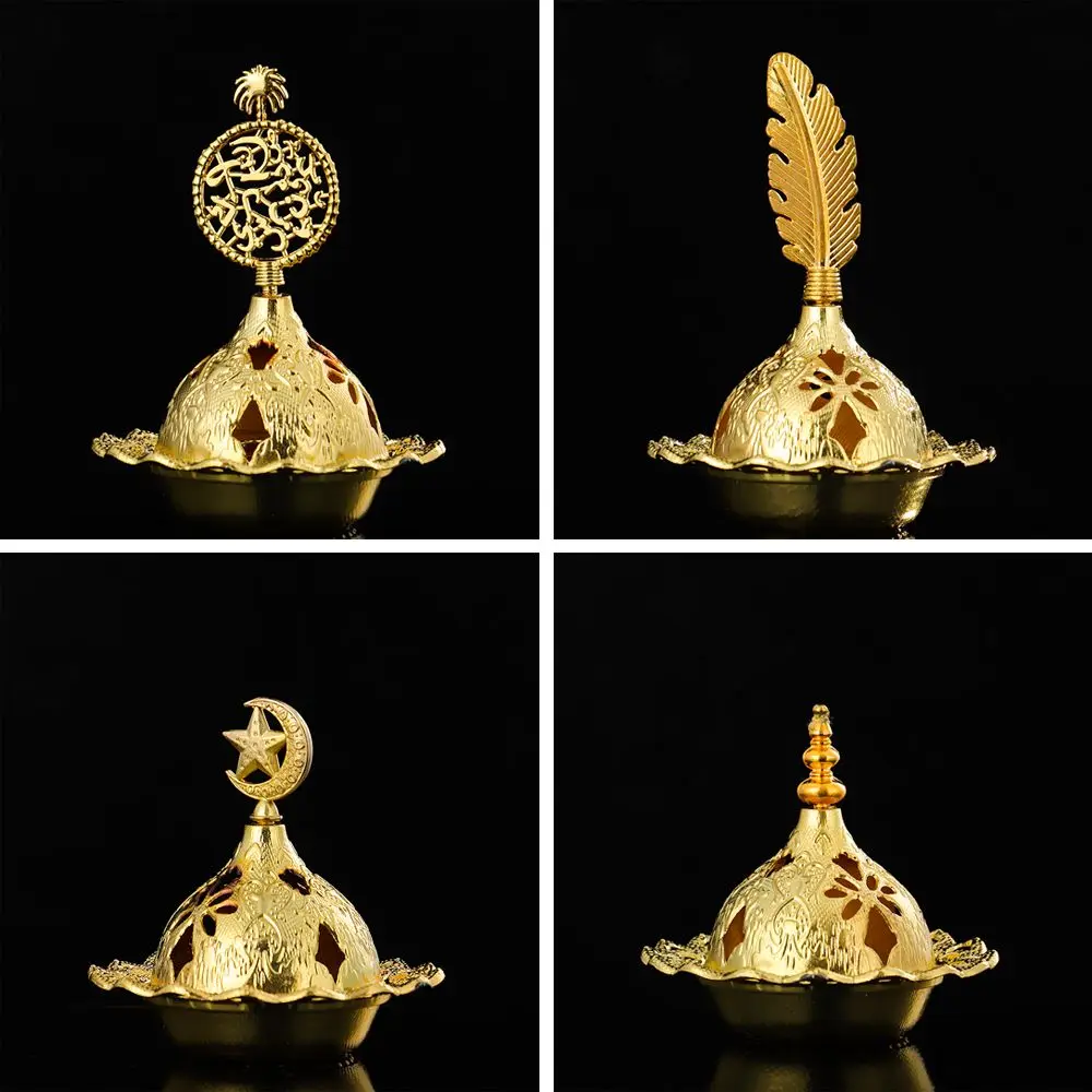 

Luxury Hollow Arab Style Buddhism Aromatherapy Furnace Golden Metal Incense Burner Censer Holder Incense Burners Tower