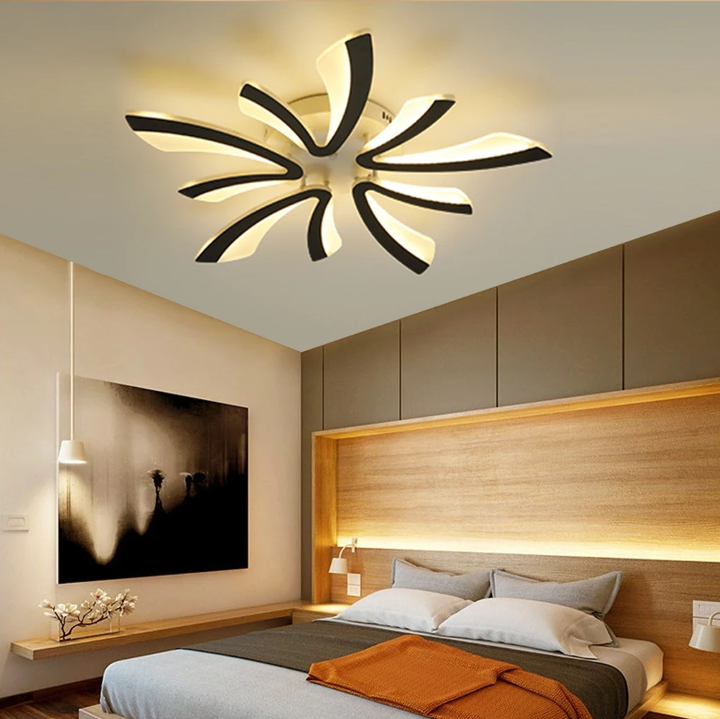 

LED Dimmable Ceiling Lamp Modern for Bedroom Living Room Creative Flower-Shaped Chandelier Kitchen Ceiling Hanging Lighting