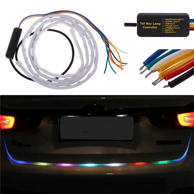 

47,6 дюйма RGB красочные течет светодиодный багажник лента для автомобильного багажника динамический шоры светодиодный поворота светильник х...
