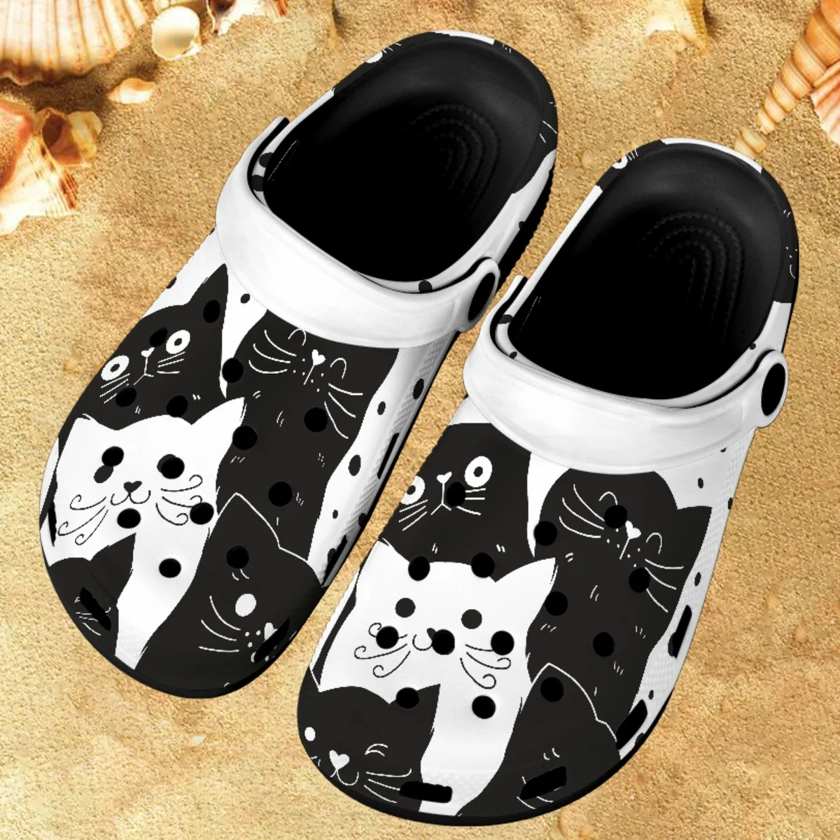 Lovely Cat Pattern Summer Women Sandals 2023 Indoor Outdoor Casual Breathable Slippers Garden Shoes for Woman Girls Lightweight