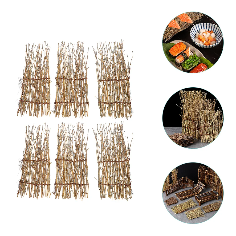 

Sushi Fence Decoration Japanese Decor Bamboo Mini Serving Mat Decorations Tray Photography Wooden Party Picket Props Boat Plates