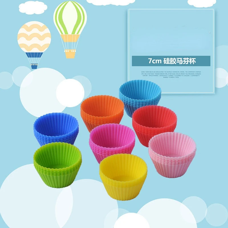 

2pcs Silicone Cup Round 7cm Cake Cup Small Cake Mold Egg Tart Mold 8-color Baking Egg Tart Skin Kitchen Gadgets