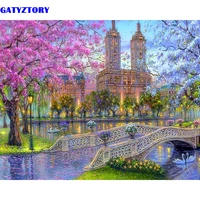 gatyztory 60x75cm diy oil painting by numbers building picture drawing by numbers on canvas flower home decor unique gift