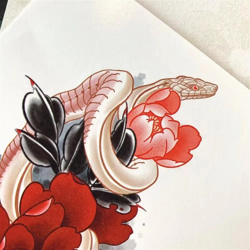 

Sdotter Snake Flower Temporary Tattoo Stickers For Men Women Arm Thigh Arm Body Art Waterproof Animal Fake Tattos Party Decals