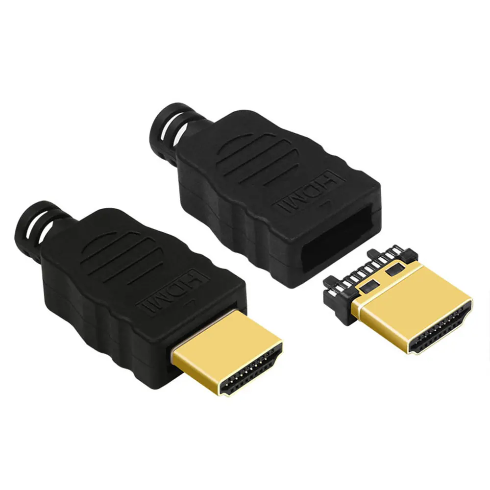 

10 комплектов позолоченных паяных штекерных клеммных разъемов HDMI с пластиковым корпусом, 19-контактный комплект для ремонта соединителя припоя