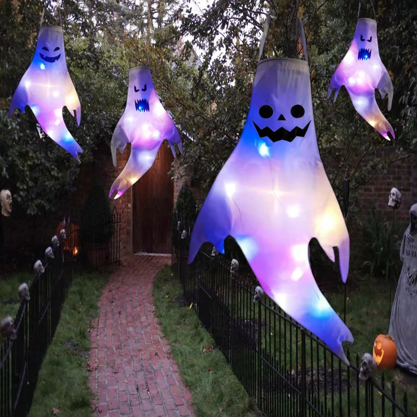 

Большая искусственная Хэллоуин внешняя искусственная подвеска Призрак Хэллоуин искусственное платье светящаяся жуткая лампа реквизит для ужаса украшение дома бара