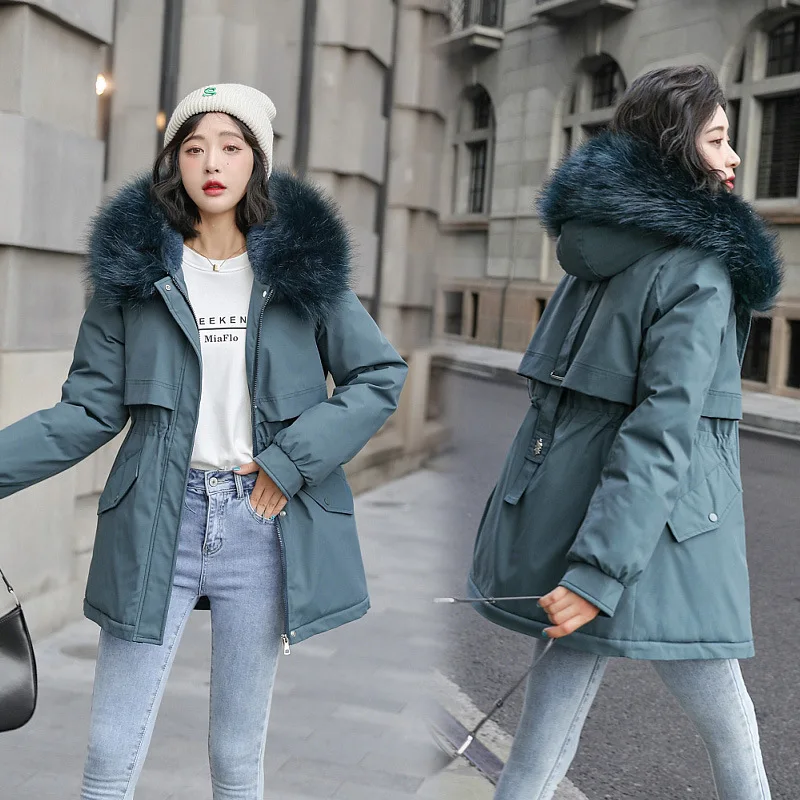 

Winter Winter Coat 2022 South Korean Women's Loose Winter Coat Medium Length Hooded Woolen Collar Padded Jacket Casacos