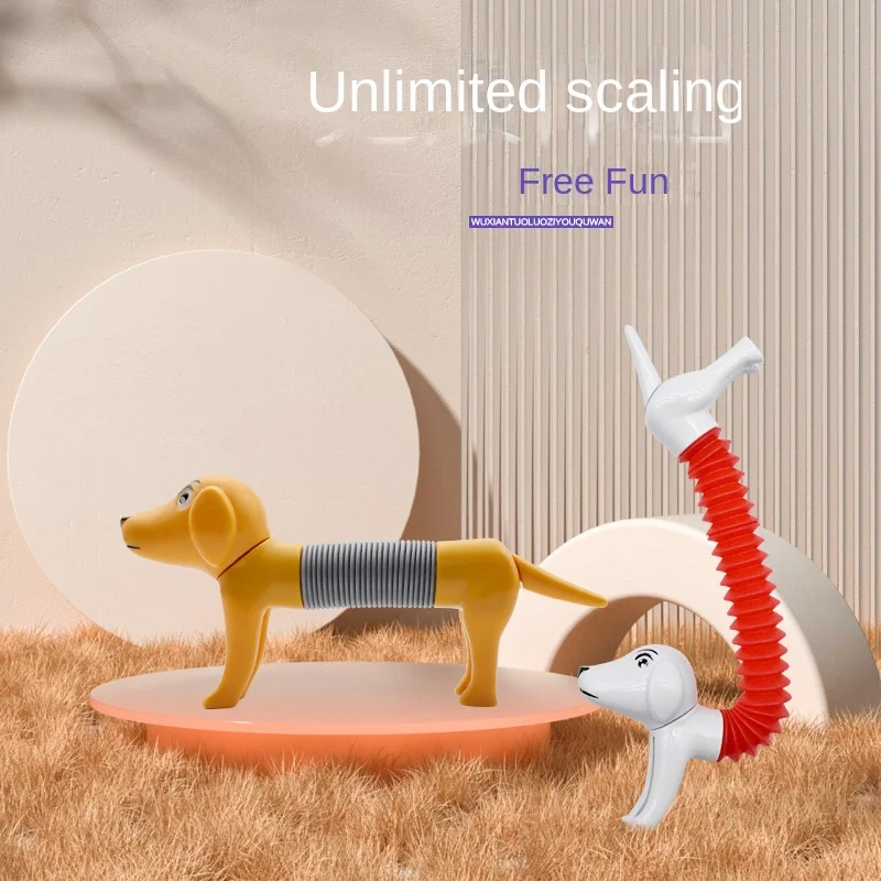 

New Telescopic Tube Toy Puzzle Fun Decompression DIY Telescopic Changeable Dog Free Change Animal Lmage Washable