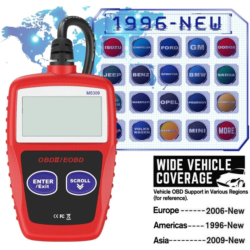 Ручной OBD2 сканер Универсальный OBD II считыватель кодов неисправности автомобиля