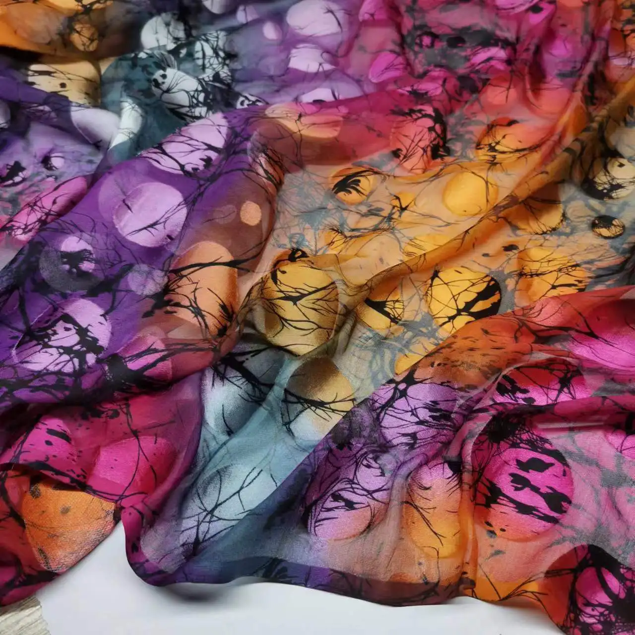 

Colorful New Silk Viscose Blended Burn-Out Printing Swissdot Soft Hijab Saree Dress Tissue